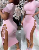 Chic Women's Dress with Cut-Out Waistband Design