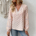 V-Neck Women's Blouse with Lace Design
