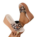 Leopard Print Women's Wedge Sandals with Soft Sole