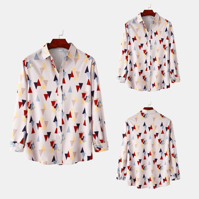 Chic Women's Long Sleeve Blouse with Geometric Print