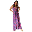 Chic Women's Maxi Dress with V-Neck & Wrap Design