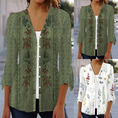 Floral Ruffle Women's Blouse - Chic Style