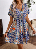 Flattering V-Neck Ruffle Summer Dress for Women