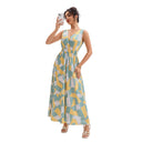 Chic Women's Geometric Maxi Dress with V-Neck
