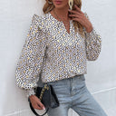 Chic Ruffle Detail Blouse with Unique Pattern