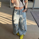 Trendy Destroyed Wide-Leg Jeans for Women