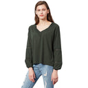 V-Neck Lace Trim Blouse for Women