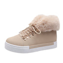Women's Cozy Fuzzy Sneakers with Stylish Lacing