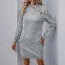Chic Women's Dress with Ruching & Button Detail