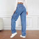 High-Waisted Women's Cargo Jeans with Utility Pockets