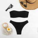 Chic Women's Bandeau Bikini Set with Classic Design