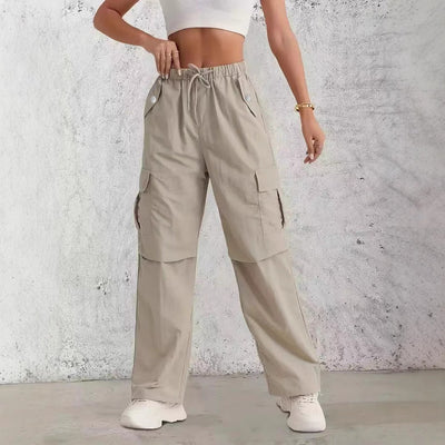 Stylish Women's Cargo Pants with Elastic Waist and Side Pockets