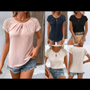 Ladies' Lace Trim Keyhole Neckline Top