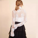 Ladies Sheer Lace-Detail Blouse
