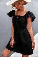 Chic Women's Dress with Statement Sleeves and Elastic Waist