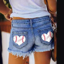 Heart-Print Denim Shorts for Women