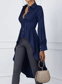 Chic Asymmetrical Long Sleeve Blouse for Women