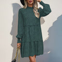 Stylish Gathered Puff Sleeve Women's Dress