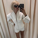 Chic Women's Blazer Jacket with Classic Collar and Stylish Button Accents