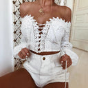 Chic Women's Blouse with Lace Details and Full Sleeves