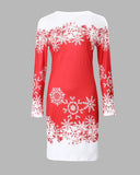 Chic Long Sleeve Snowflake Print Dress for Women