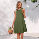 Chic A-Line Dress with Striped Neckline
