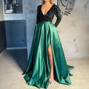 Stunning Sequined V-Neck Evening Dress for Women