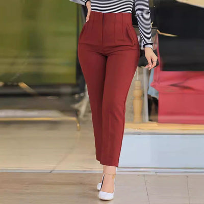Chic High-Waisted Trousers with Pleated Design