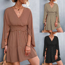 Chic Women's Wrap Dress with Statement Sleeves