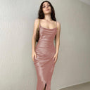 Chic Maxi Dress with Stylish Wrap Design and Spaghetti Straps