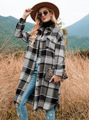 Plaid Flannel Shirt Dress for Women