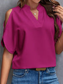 Chic Women's Blouse with Cut-Out Sleeves and Stand-Up Collar