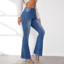 Chic High-Waisted Flared Jeans with Trendy Fringes