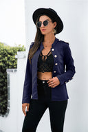 Chic Women's Blazer Jacket with Gold Button Accents