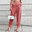Chic High-Waist Trousers with Pleat Design for Women