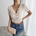 Stylish Short-Sleeved Lace Women's Top