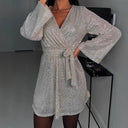 V-Neck Glitter Evening Dress for Women