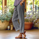 Women's Wide-Leg Linen Trousers with Pockets