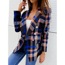 Stylish Women's Double-Breasted Check Blazer