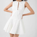 Chic Women's Dress with Knot Accents and Flowing Hem