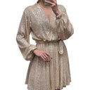 Stunning Evening Dress with Dazzling Sequins and V-Neck Design