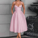 Chic A-Line Midi Dress with Spaghetti Straps