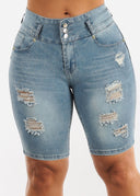Fashion-Forward Women's High-Waisted Distressed Denim Shorts