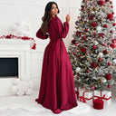Chic Women's Maxi Dress with Slim Fit and Stylish Belt