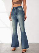 Retro High-Waisted Flared Jeans for Women