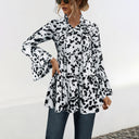 Chic Ruffled Blouse with Leopard Print Design