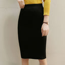 Women's High-Waisted Ribbed Knit Pencil Skirt