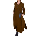 Chic Women's Long Sleeve Dress with Stylish Pockets and Stand-Up Collar