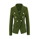 Chic Women's Double-Breasted Blazer with Gold Accents