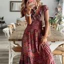 Bohemian Maxi Dress with Flared Hem